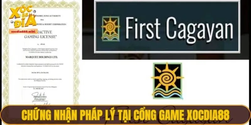 Chứng nhận pháp lý tại cổng game XOCDIA88